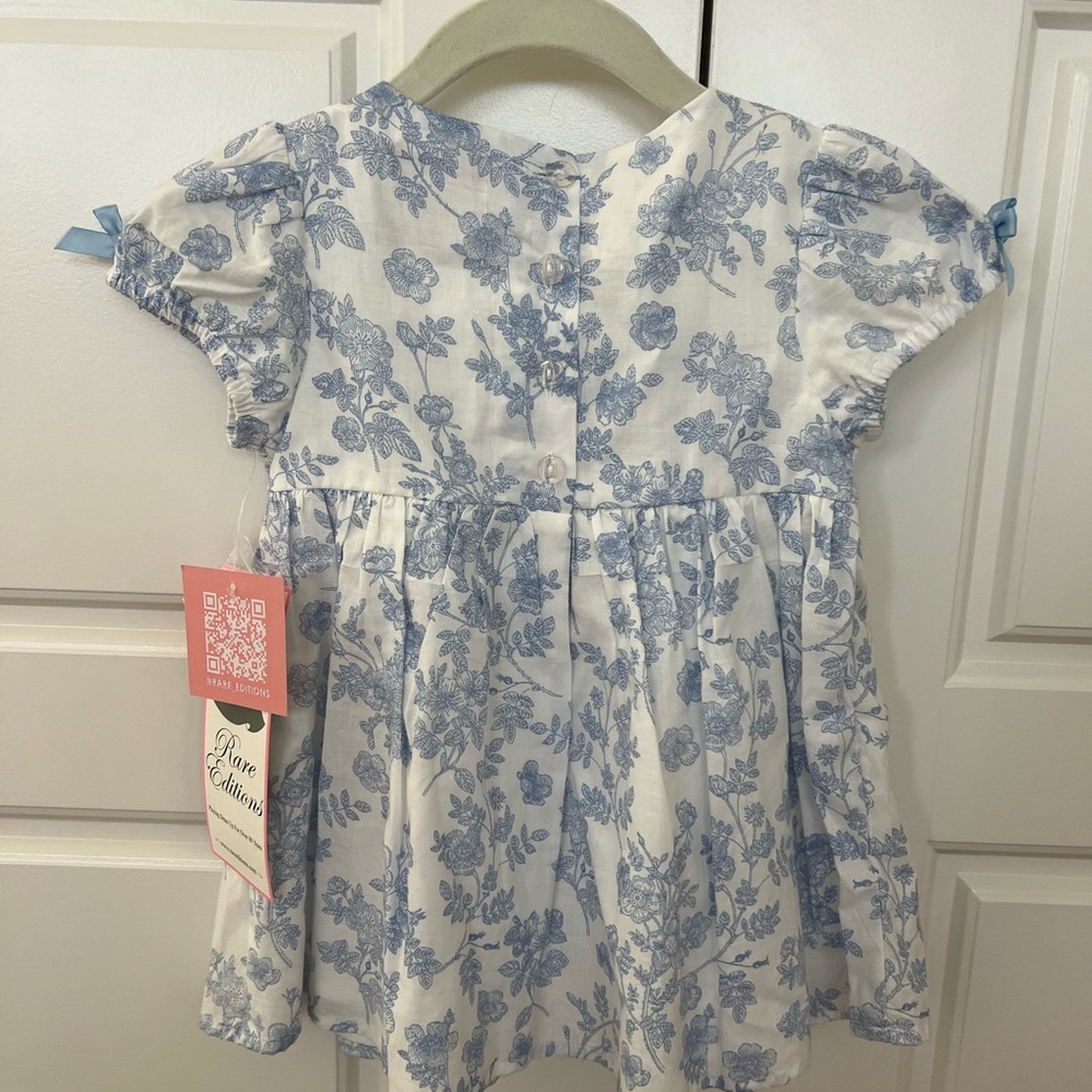 Rare Editions Blue and White Floral Dress